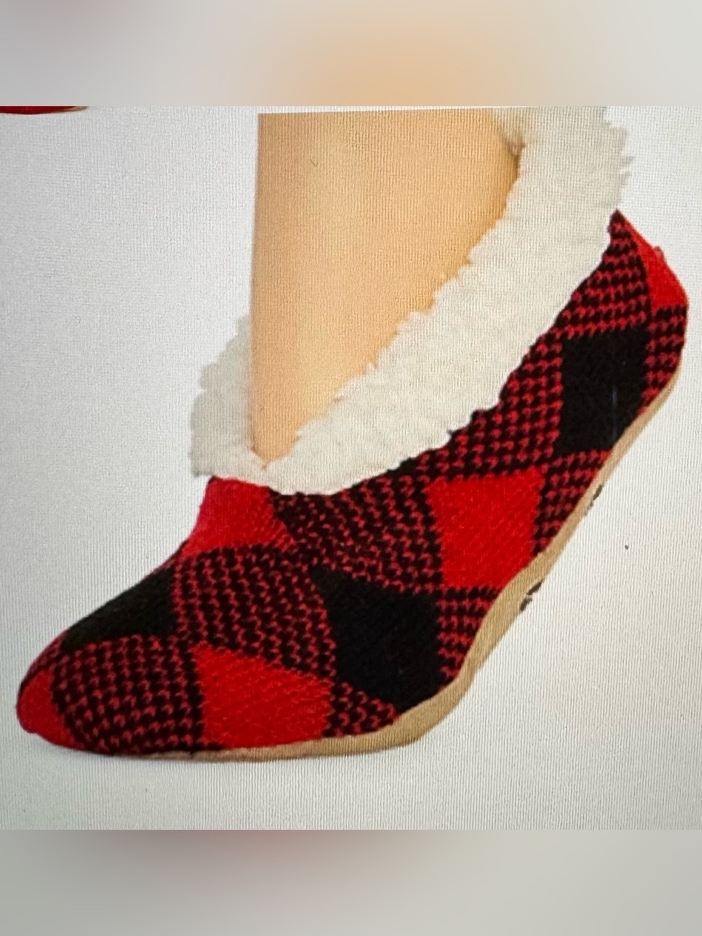 Mixit Red and Black Buffalo Plaid Sherpa-Lined Women's Slippers